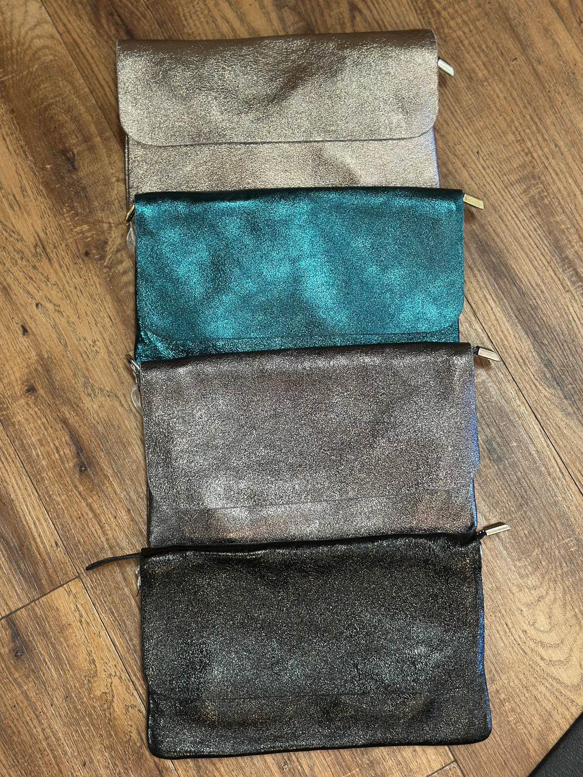 Leather Metallic Handbag