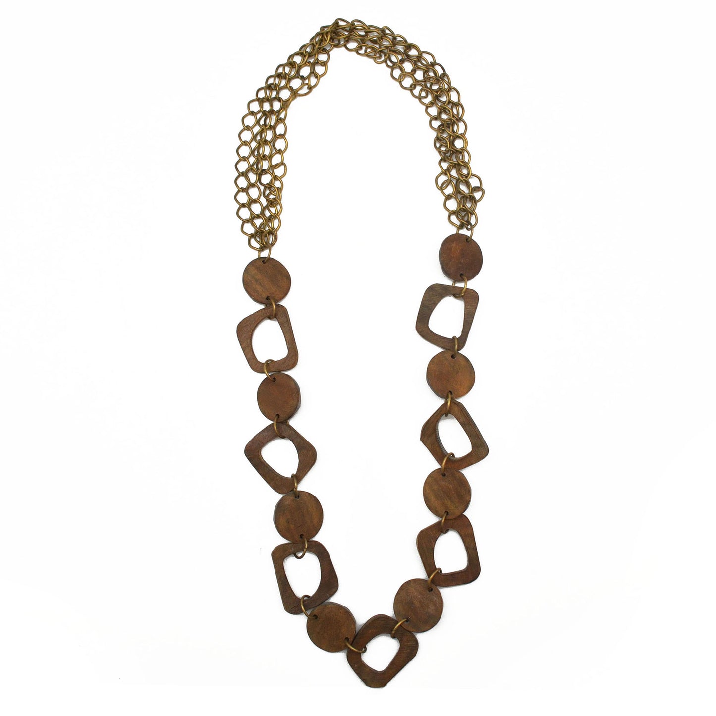 Omala Collection Necklace - brown beads with 4 chain links