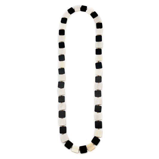 Omala Collection Necklace - Black and white squares