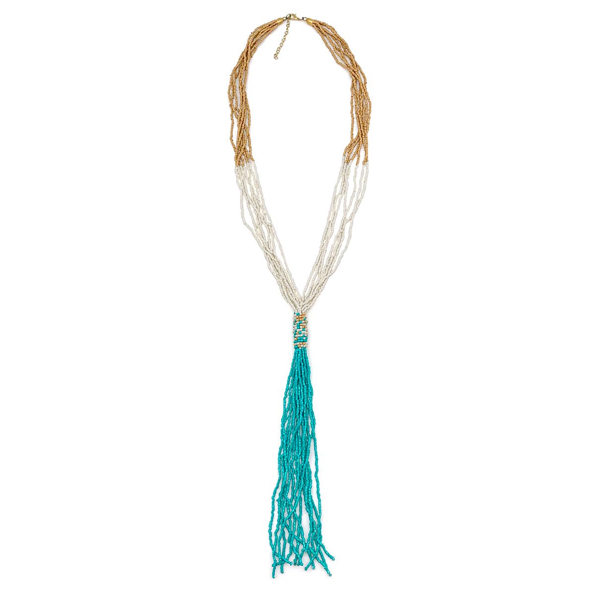 Sachi Island Waterfalls Necklace – Long Turquoise Tassel