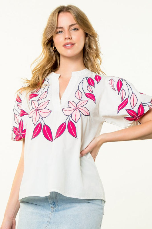 Dee Poplin Embroidered Top