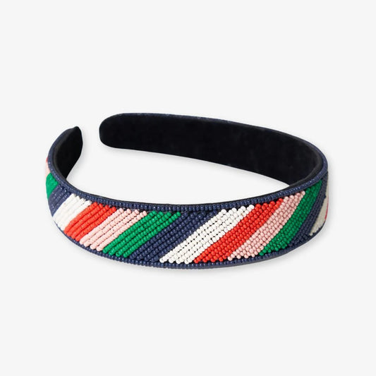 St. Tropez Stevie Diagonal Striped Beaded Headband