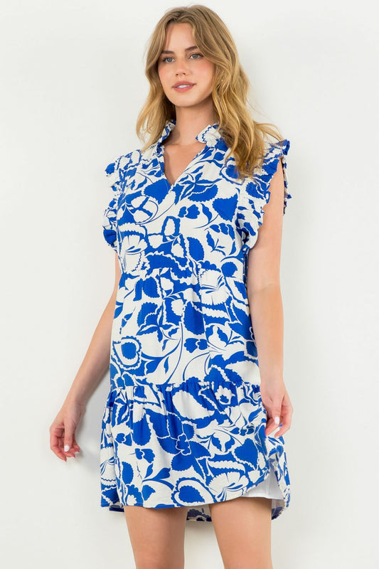 Ruffle Sleeve Print Dress