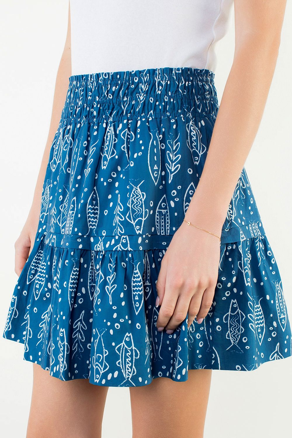 High Waist Fish Print Skirt