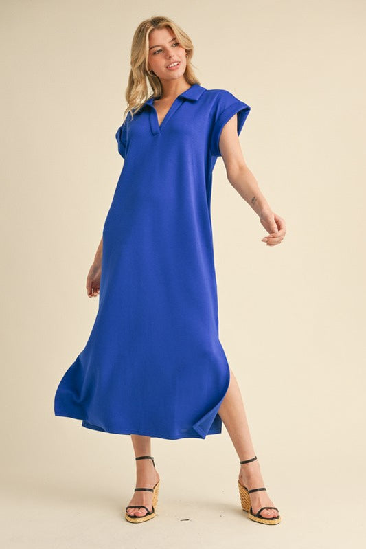 Royal V Neck Maxi Dress