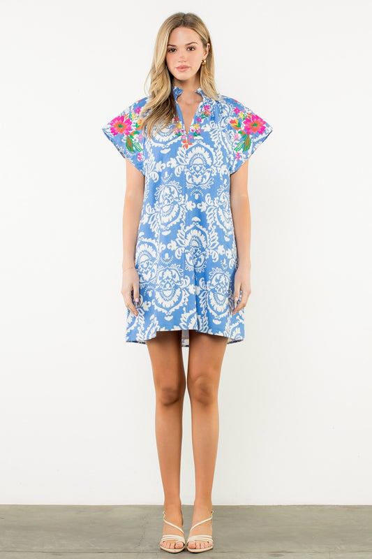 Mia Embroidered Print Dress
