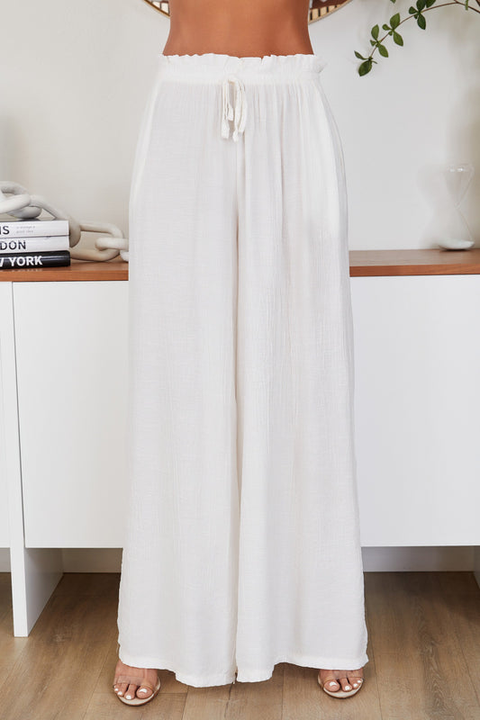 White Flowy Pants