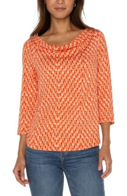 3/4 Sleeve Cowl Neck Knit Top