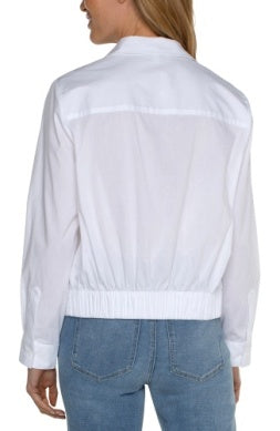 Button front shirt w/ elastic back waist
