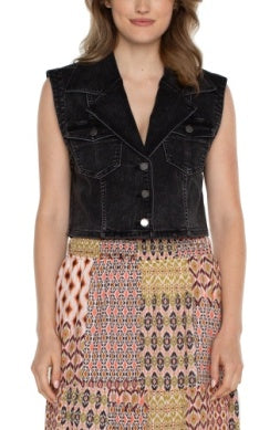 Notch collar crop vest