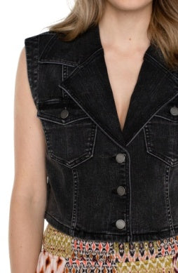 Notch collar crop vest