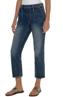 Easy utility jean w/side button jean