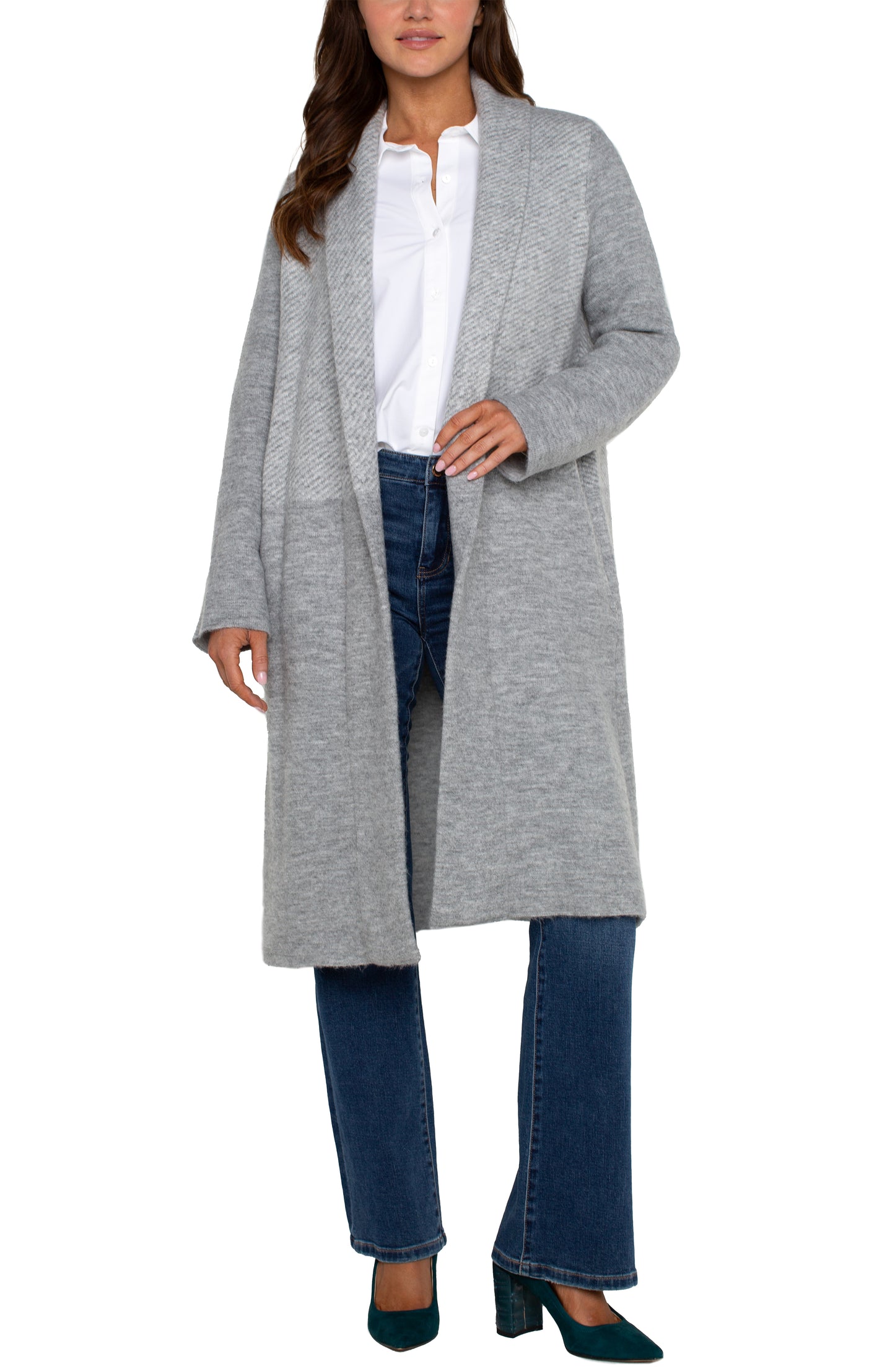 Long sleeve open front sweater coat