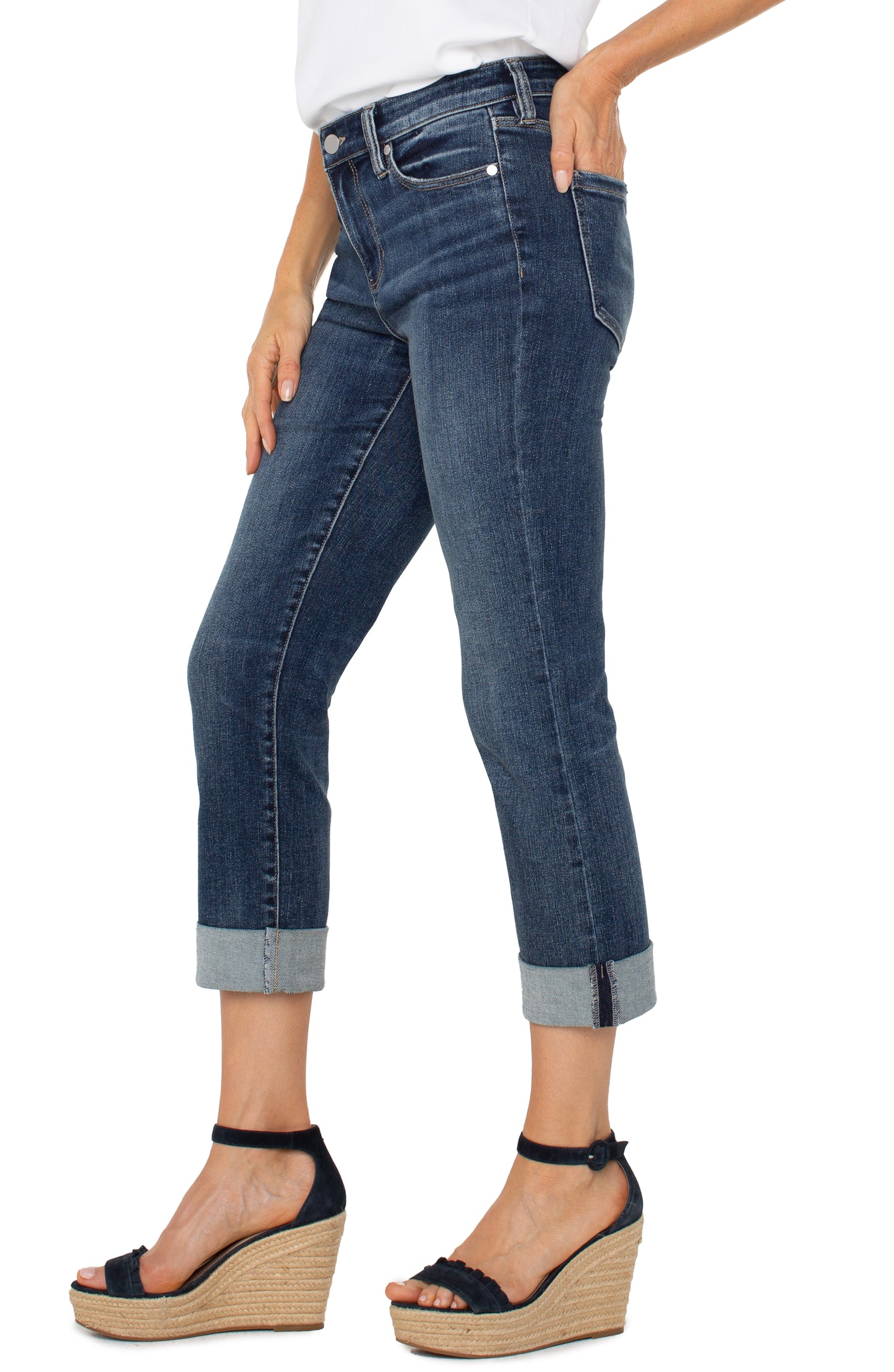 Wells Charlie Crop Wide Rolled Cuff Jean