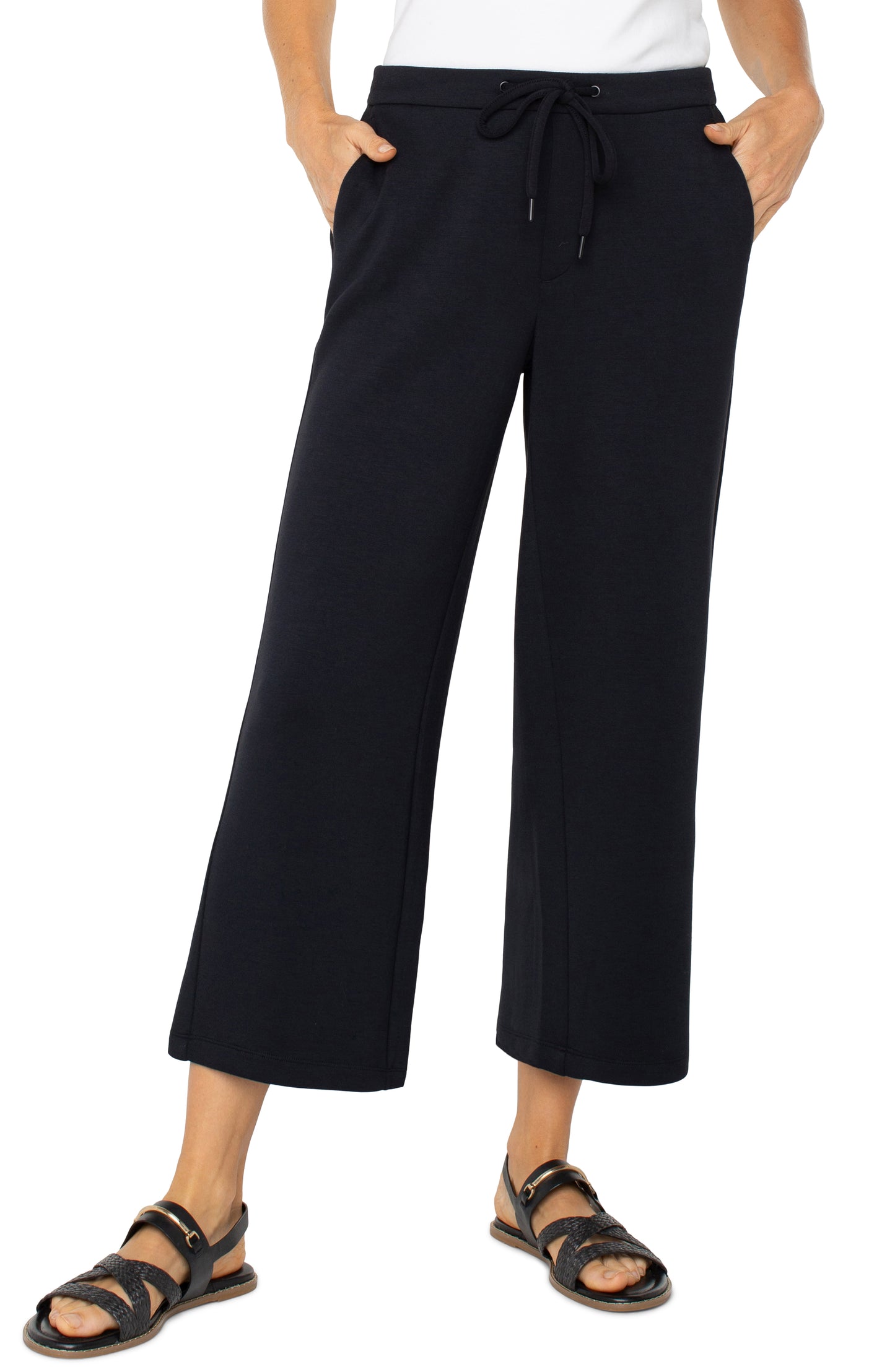 Black Pull on Wide Leg Trouser