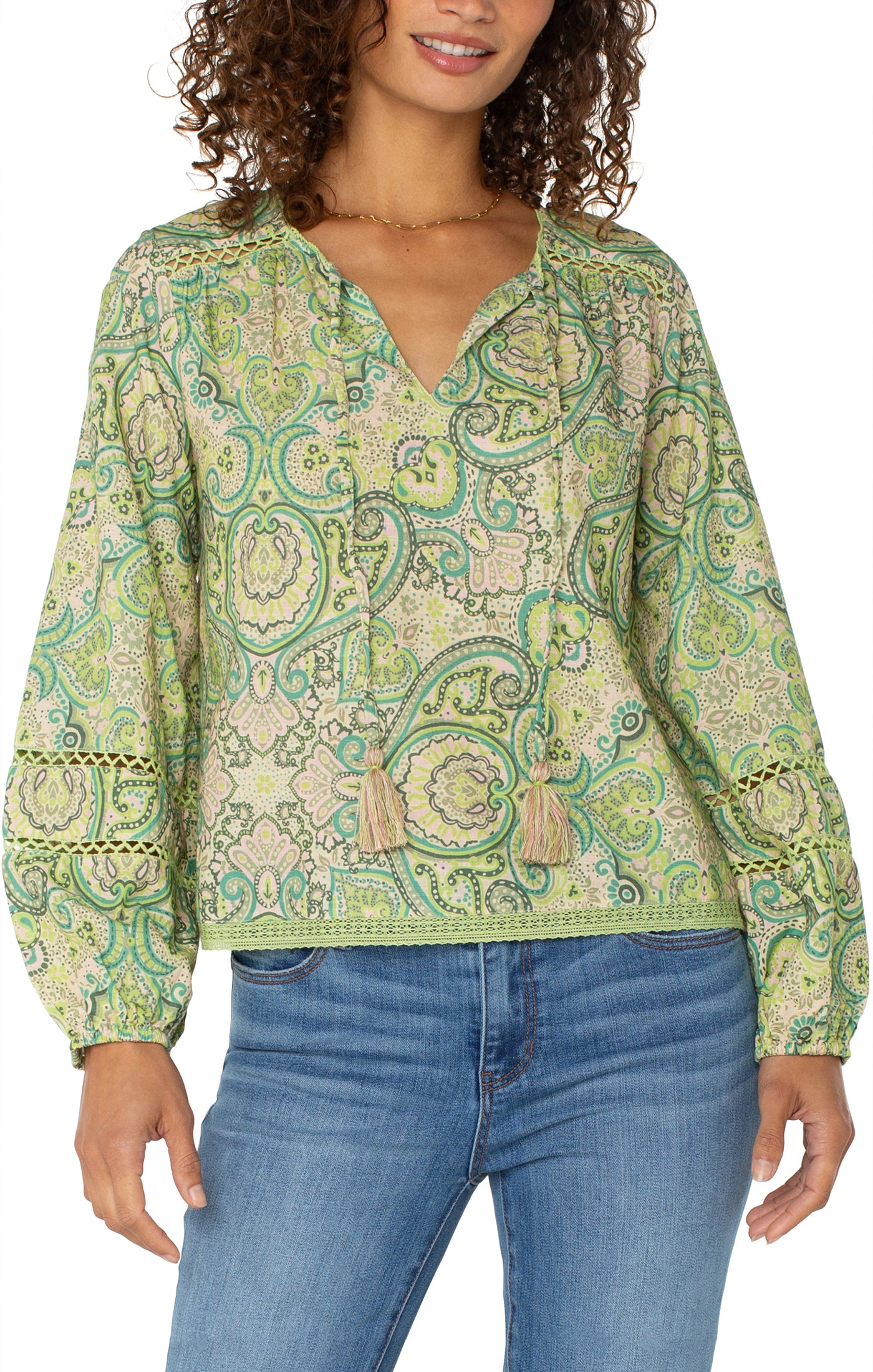 Green and Pink Paisley Top