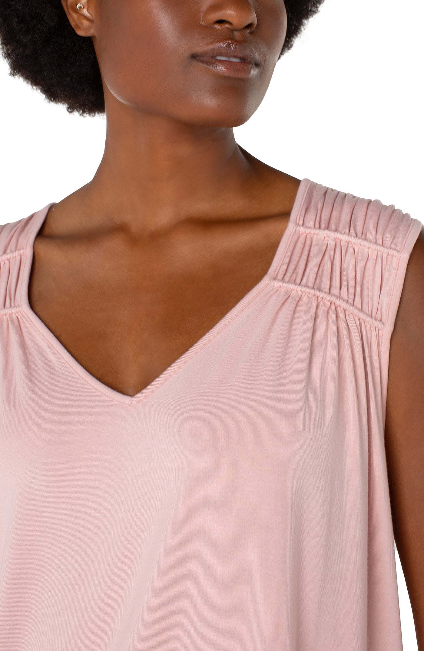 Sleeveless Shirred Shirt