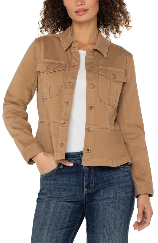 Peplum hem trucker jacket