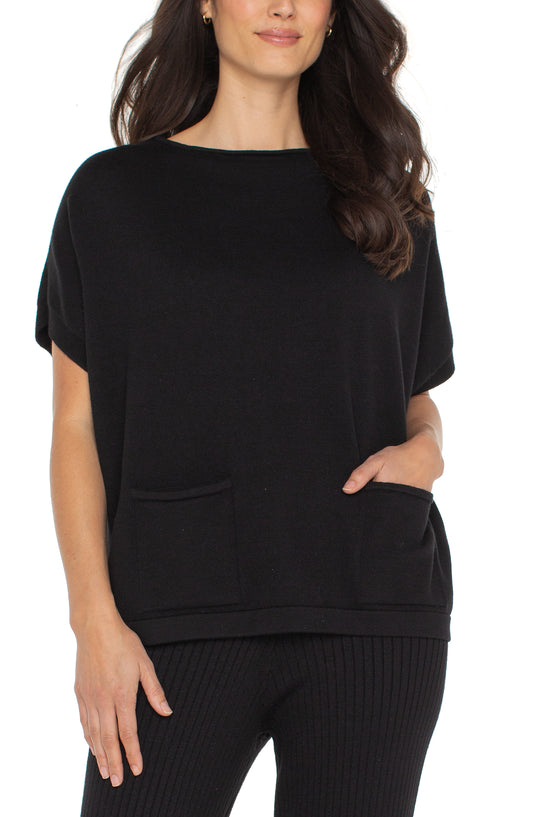 Short Sleeve Boat Neck Dolman Sweater