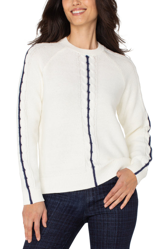 White Raglan Crew Neck Sweater