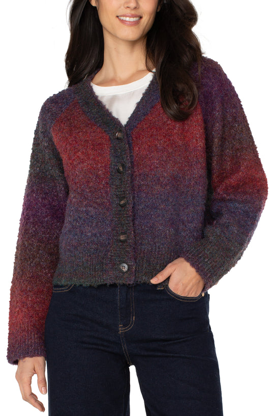 Raglan button front cardigan sweater