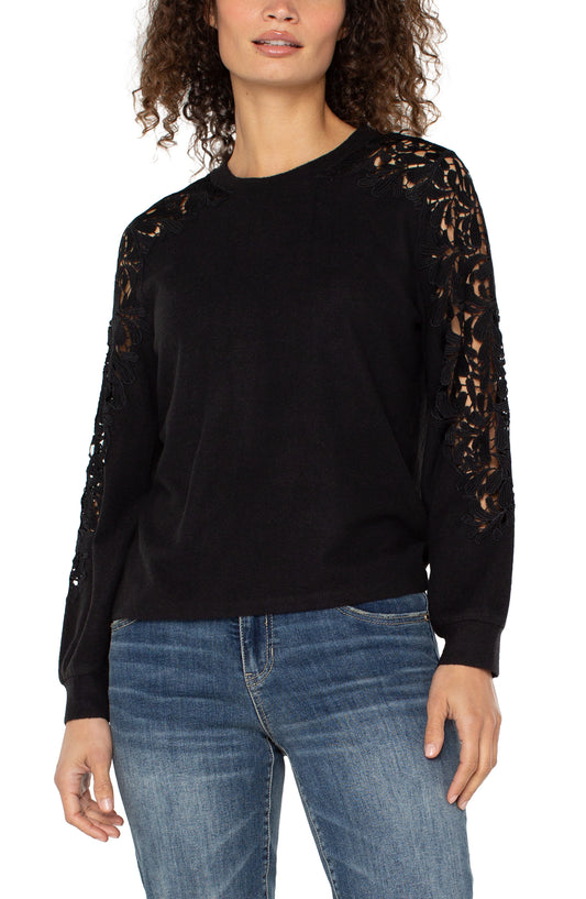 Knit Lace Sleeve Shirt