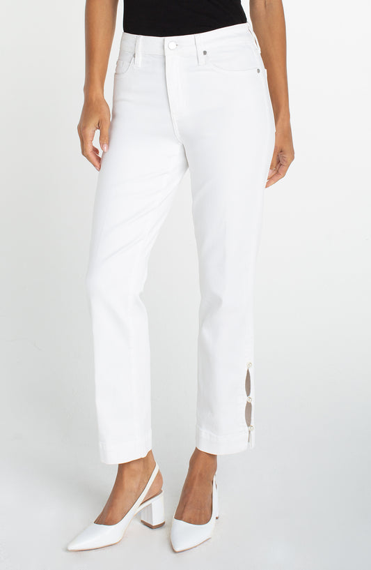 Kennedy Crop Straight Pearl Trim Jeans