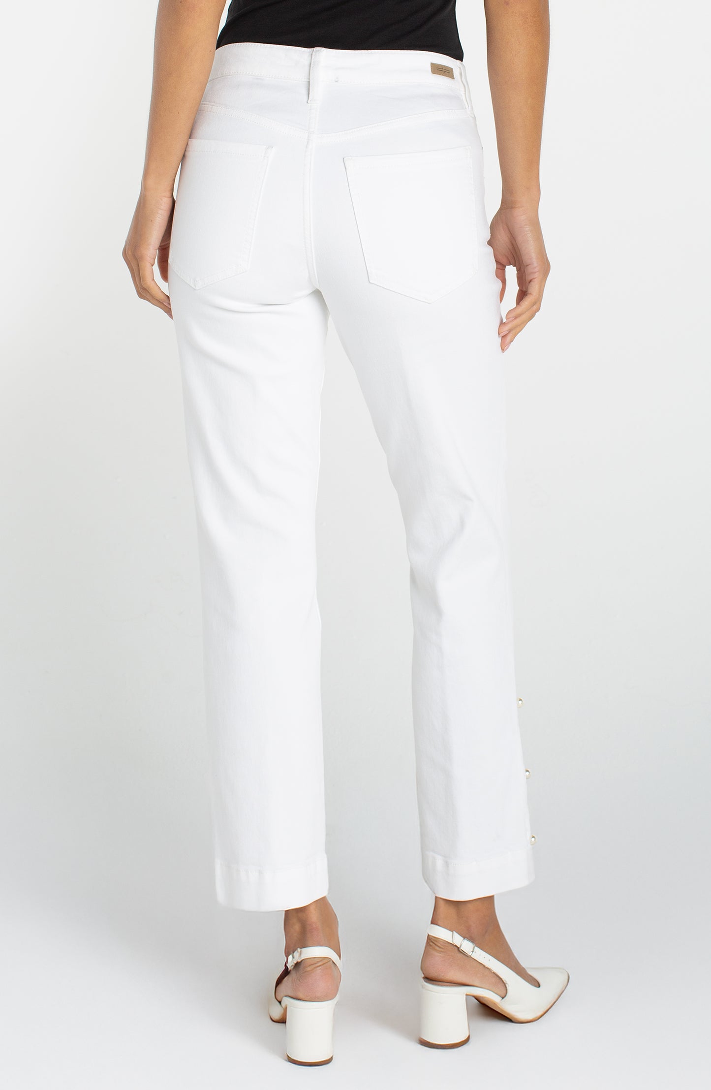 Kennedy Crop Straight Pearl Trim Jeans
