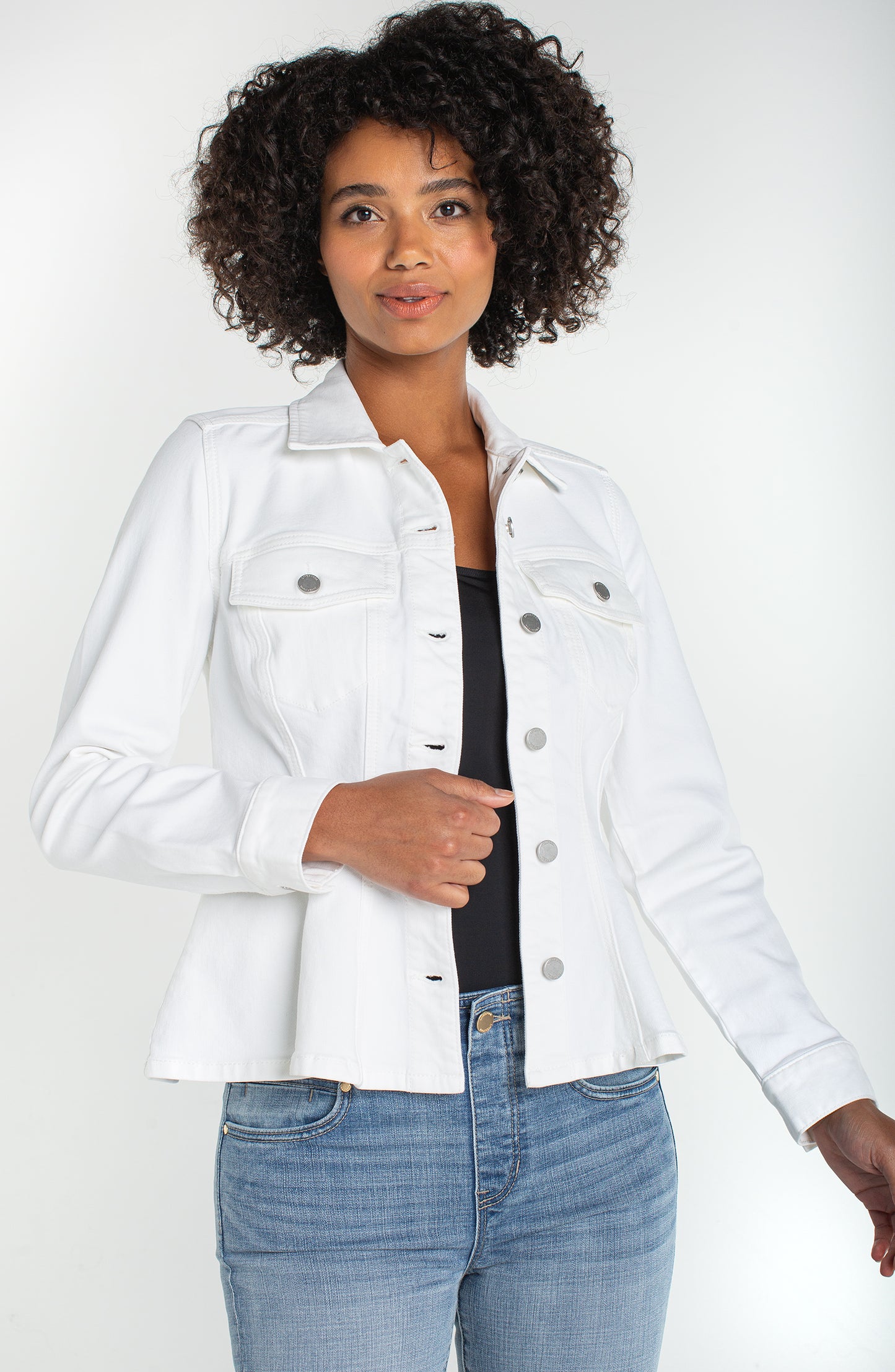 White Fit and Flare Trucker Jacket