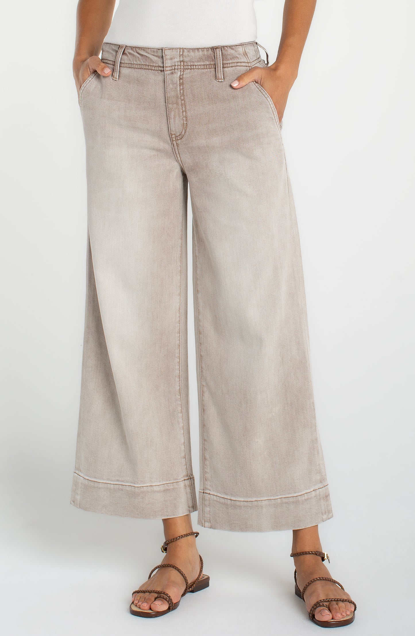 Khaki Weekender Crop Wide Leg Jean