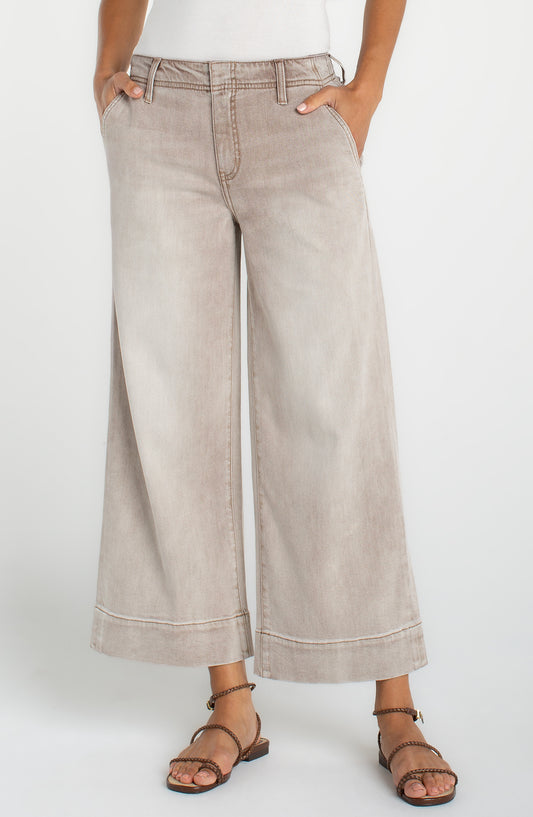 Khaki Weekender Crop Wide Leg Jean