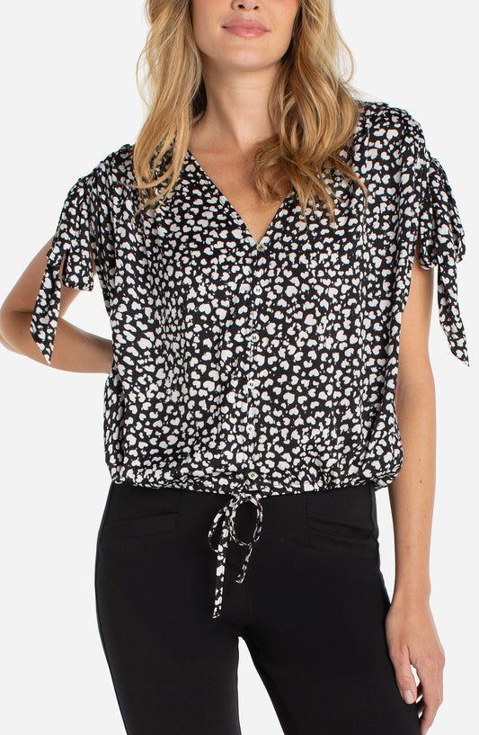 Black and White Heart Short Sleeve Shirt