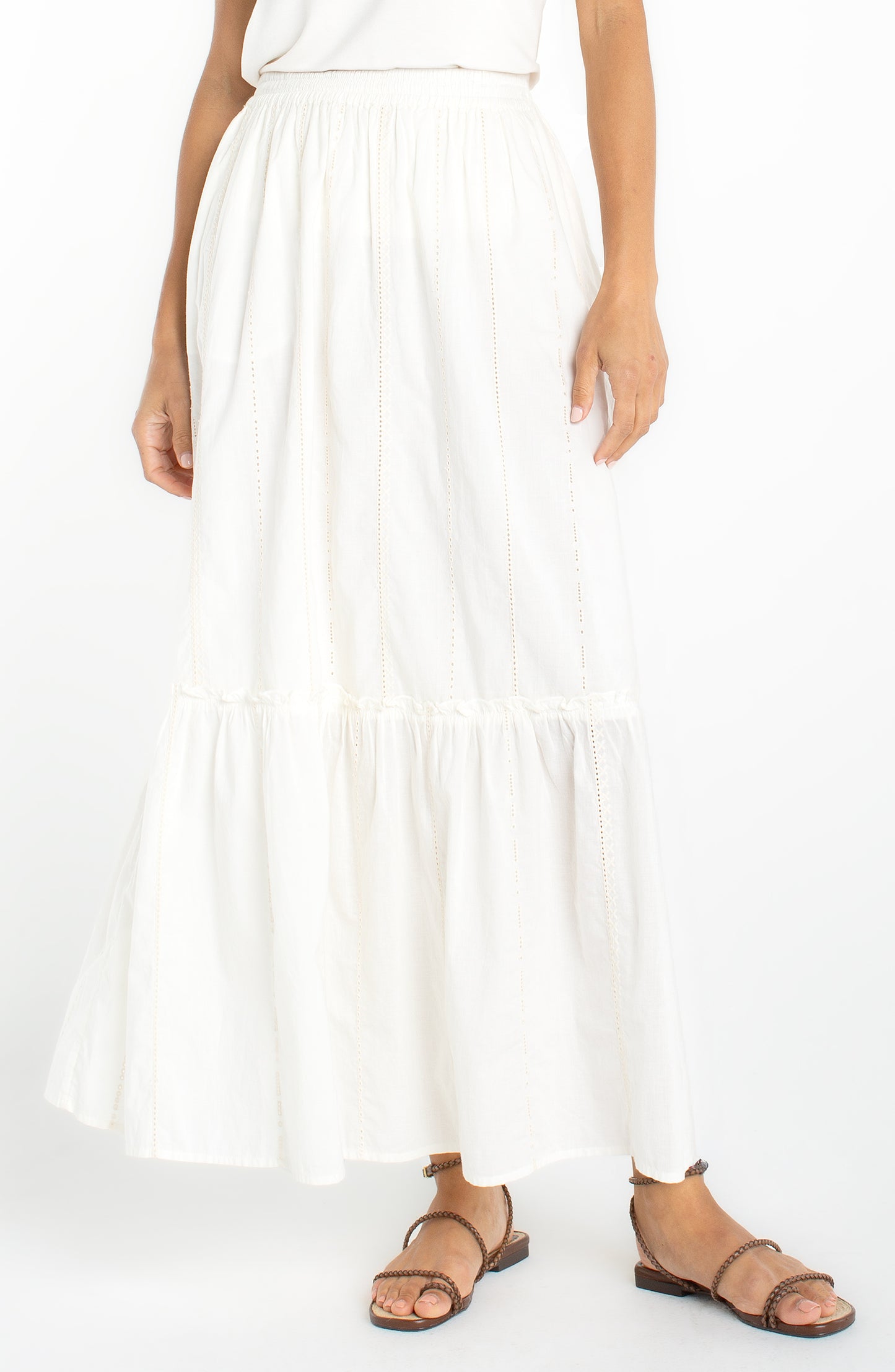Cream Stripe Maxi Skirt