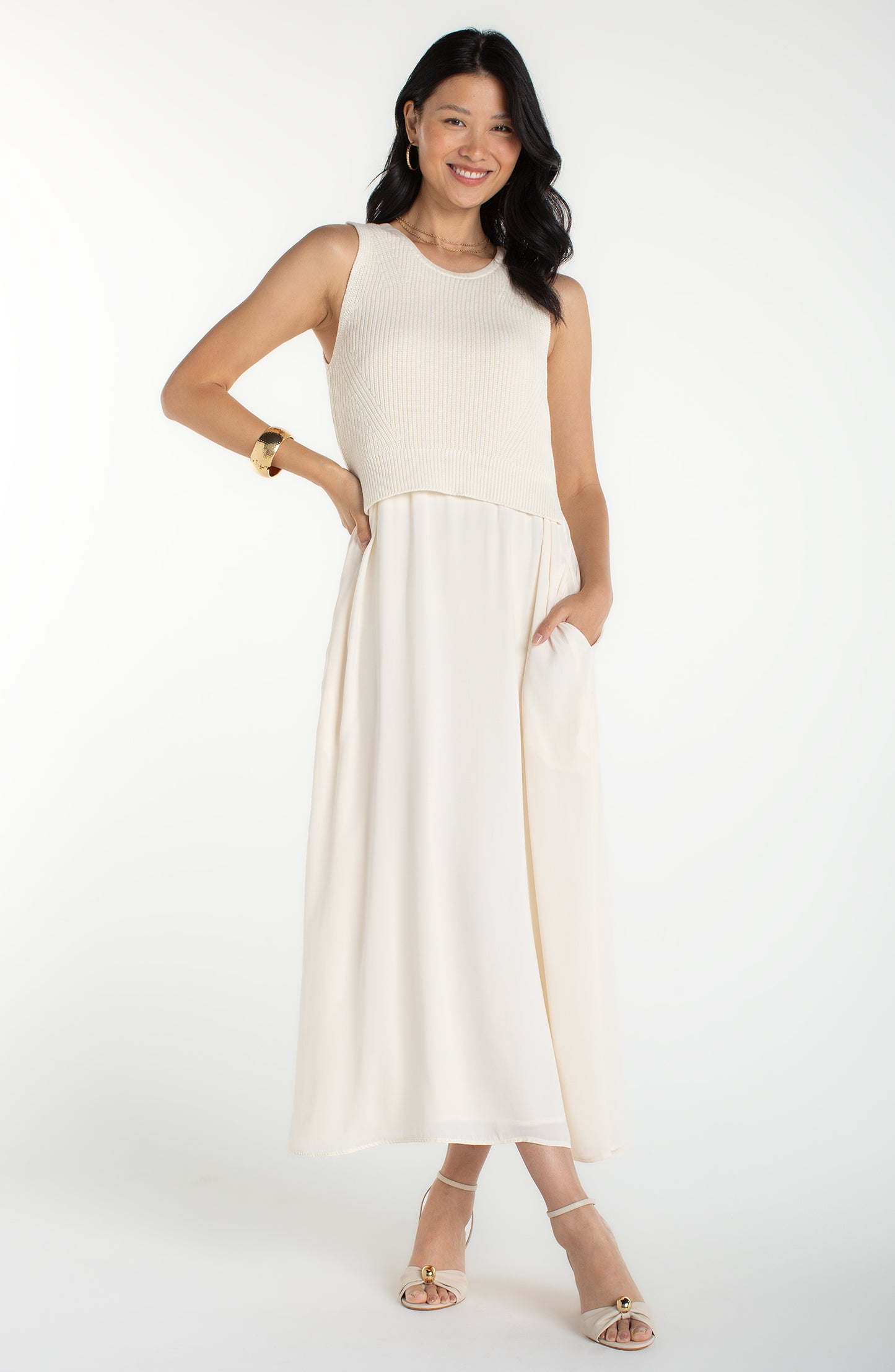 Sleeveless Knit Crew Neck Dress