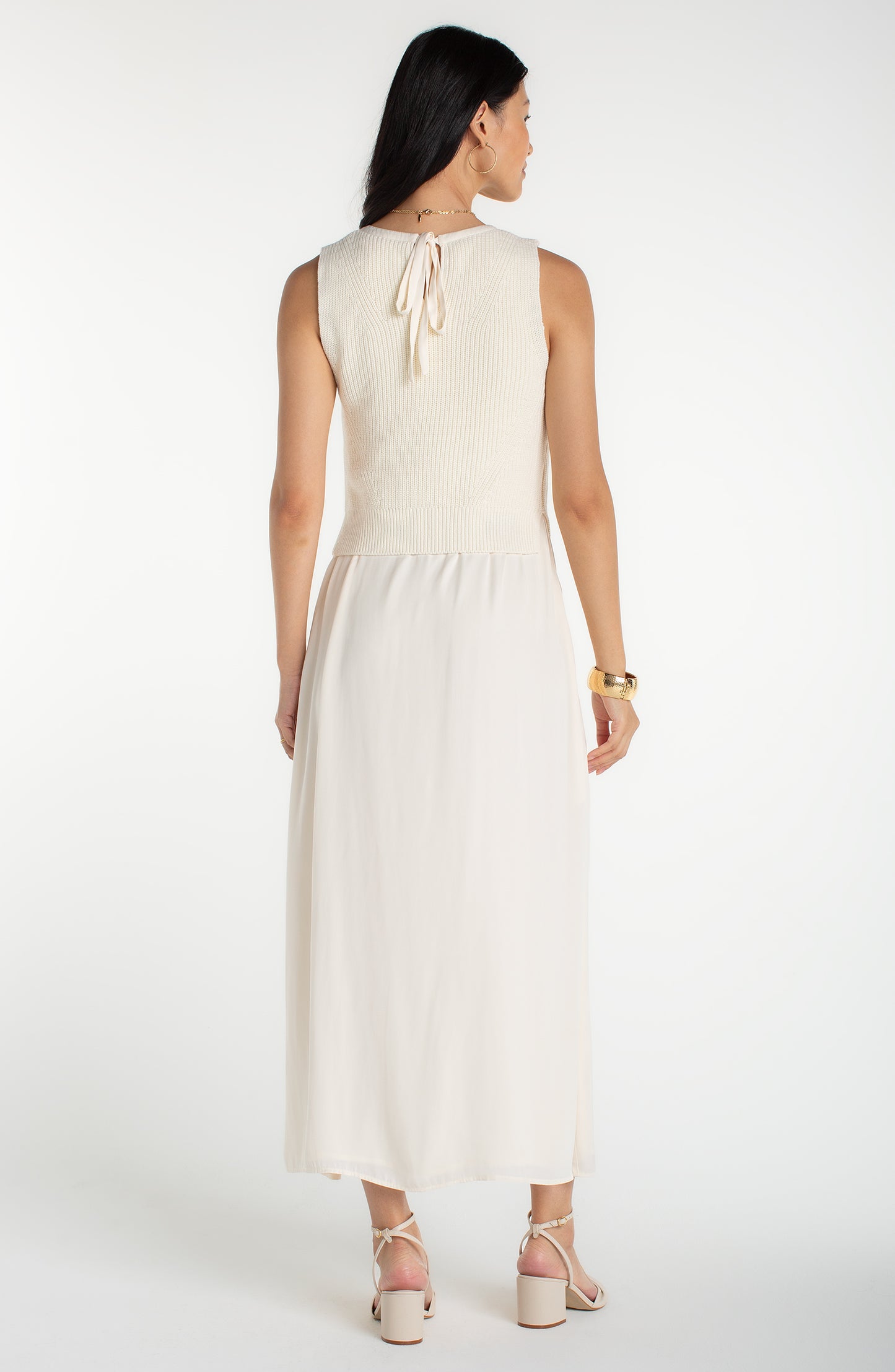 Sleeveless Knit Crew Neck Dress