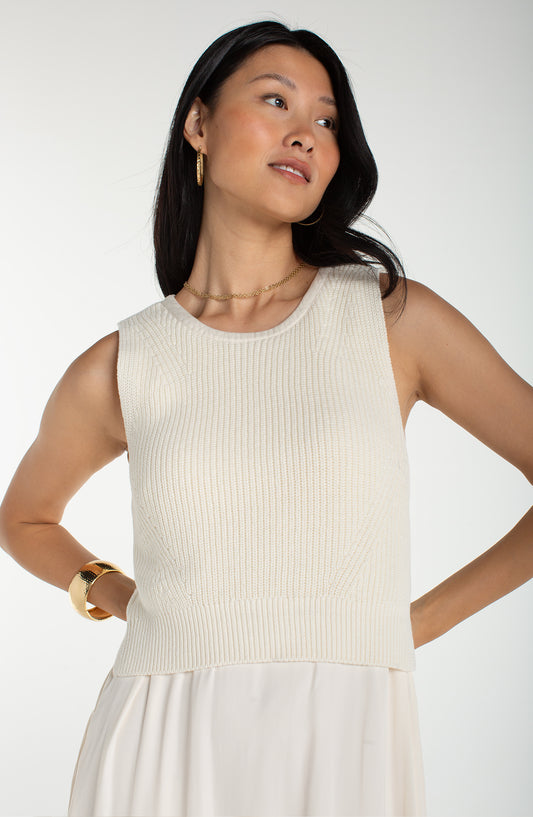 Sleeveless Knit Crew Neck Dress