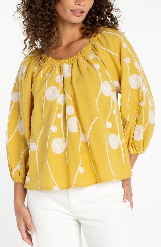 Yellow and White Blouse