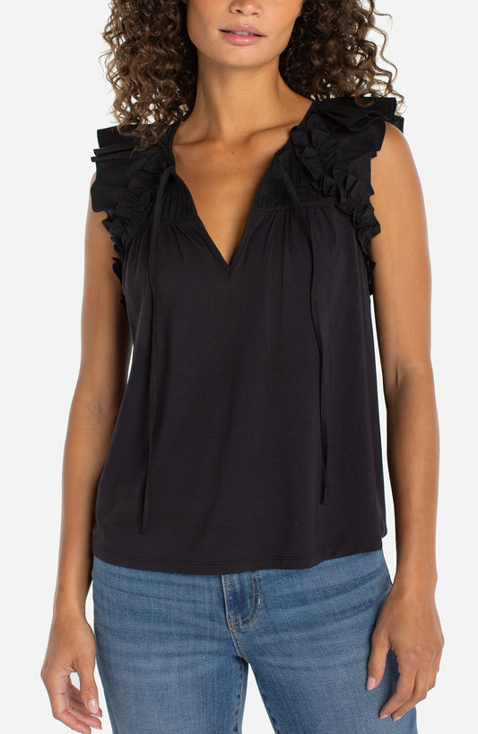 Flutter Sleeve Tie Front Shirt