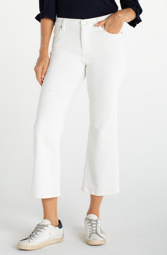 Hanna Cropped Flare White Jeans