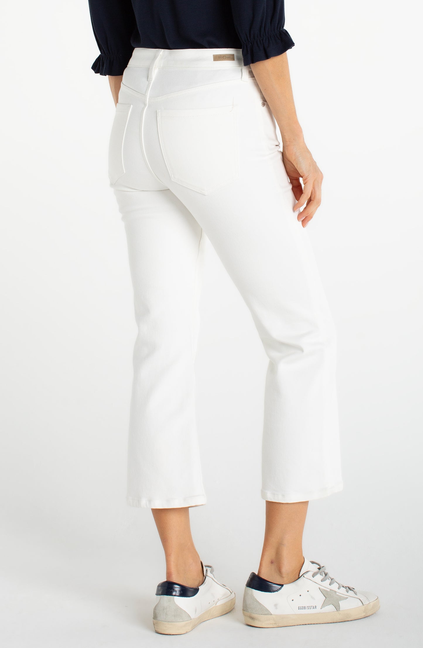 Hanna Cropped Flare White Jeans