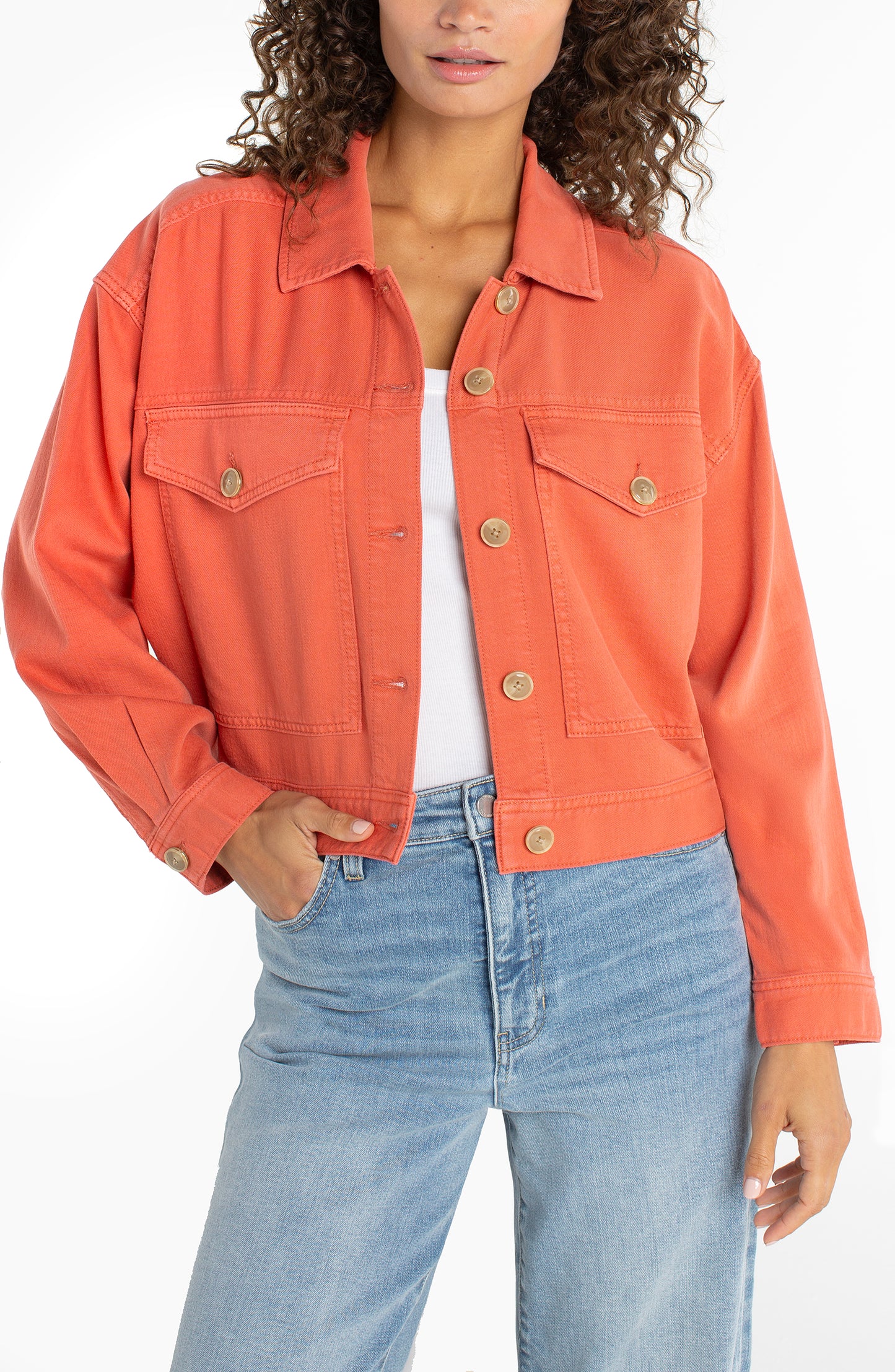 Orange Oversized Cropped Jacket