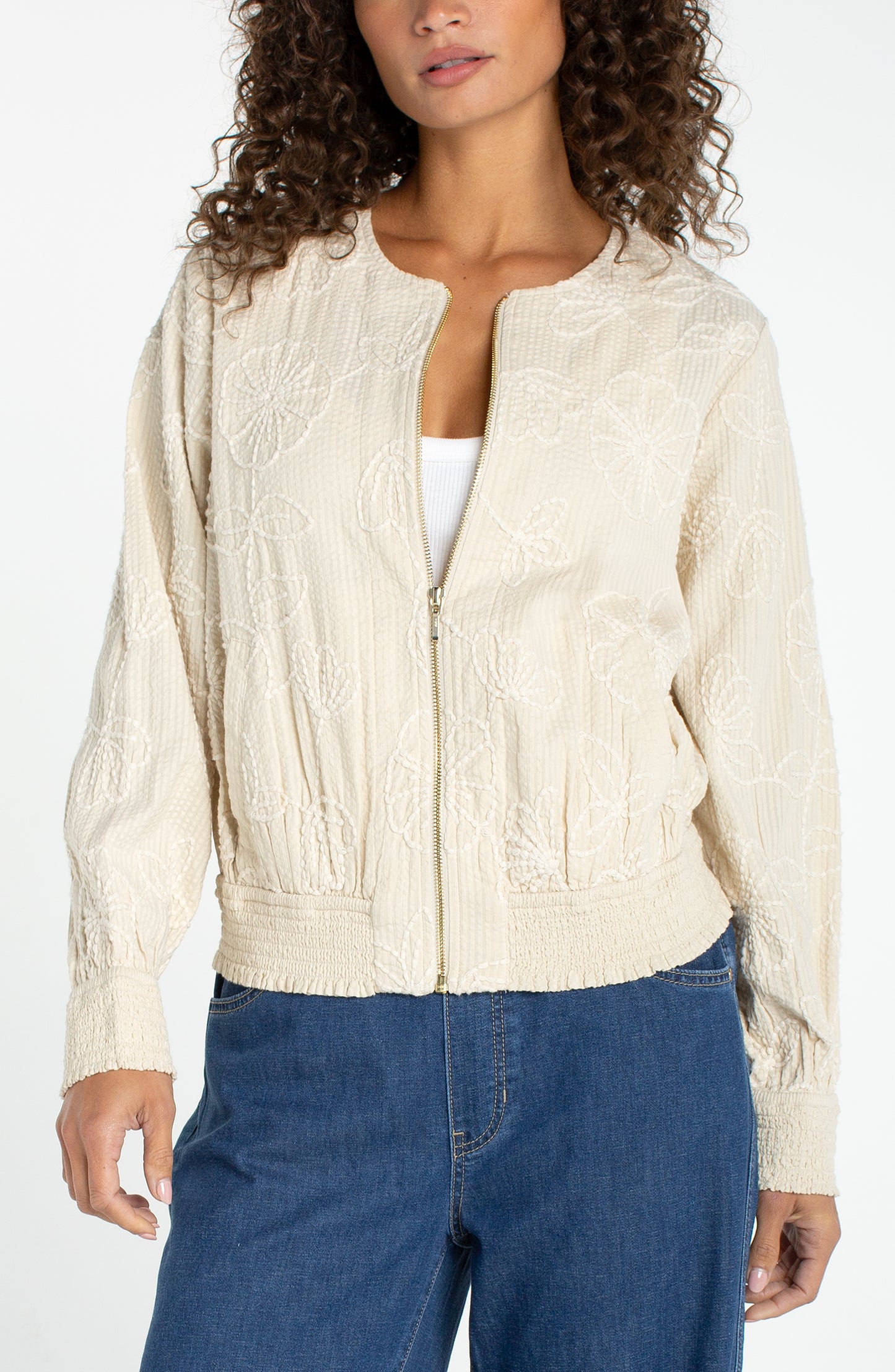 Flower Collarless Jacket