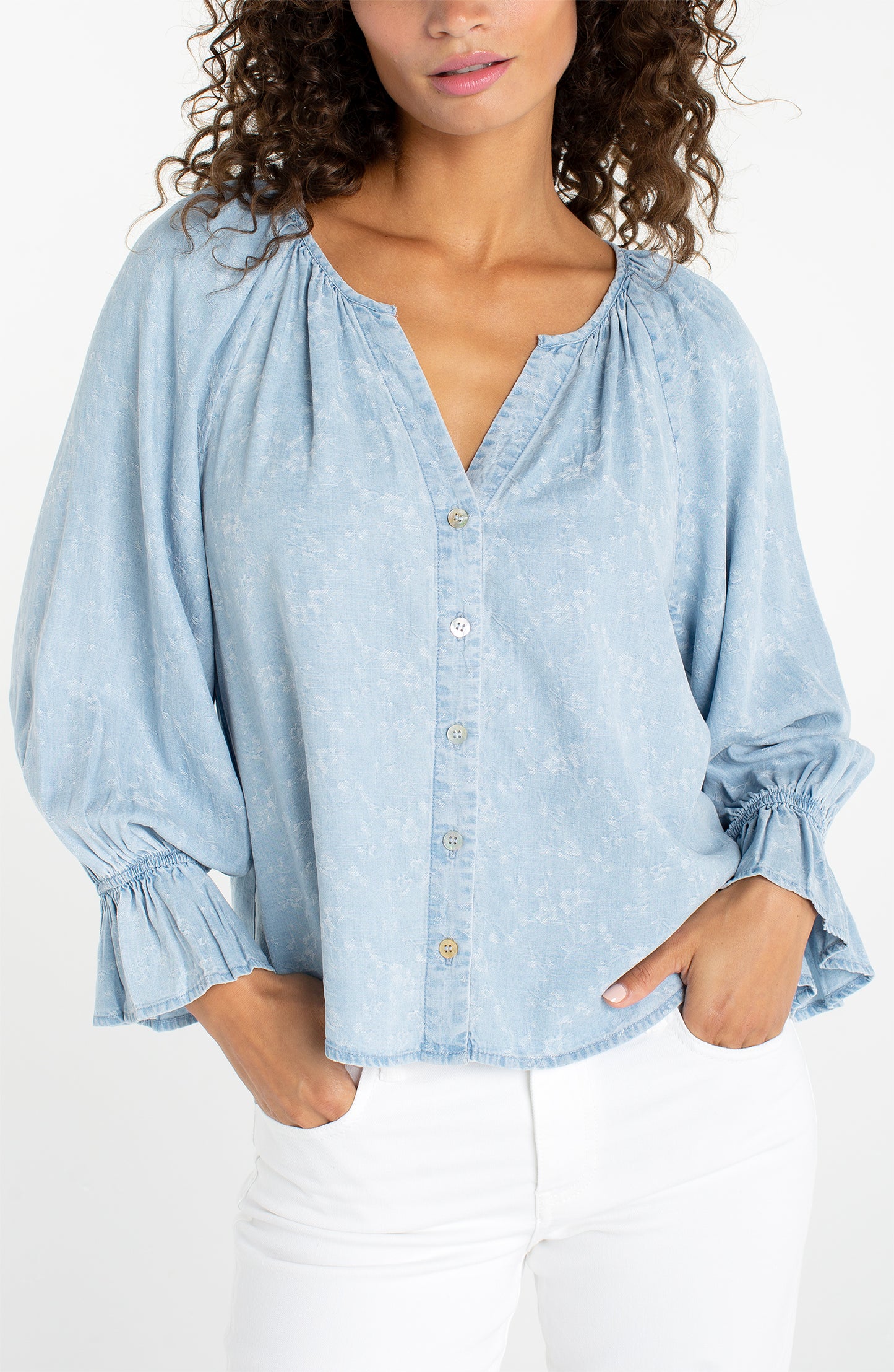 Blue 3/4 Sleeve Shirt