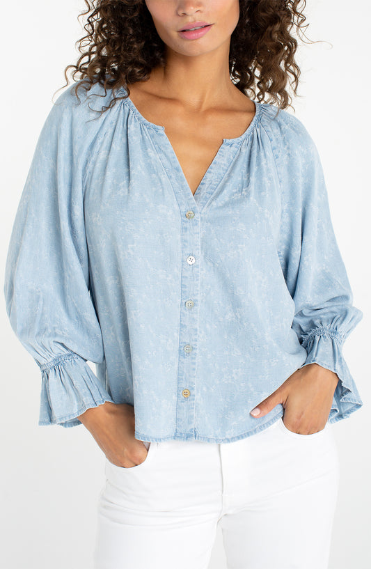 Blue 3/4 Sleeve Shirt