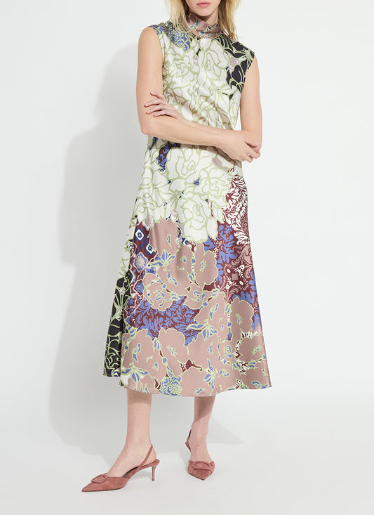 Flora Mock Neck Cut Midi Dress