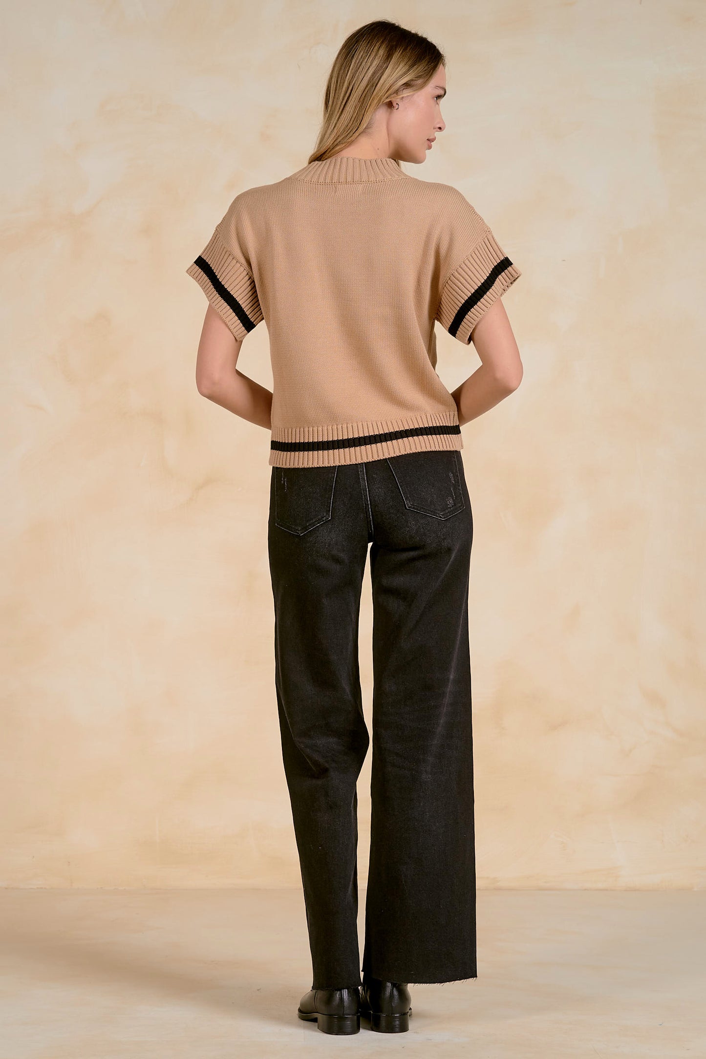 Camel Short Sleeve Sweater