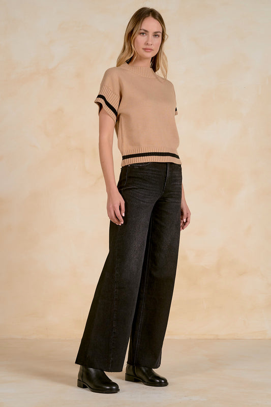 Camel Short Sleeve Sweater