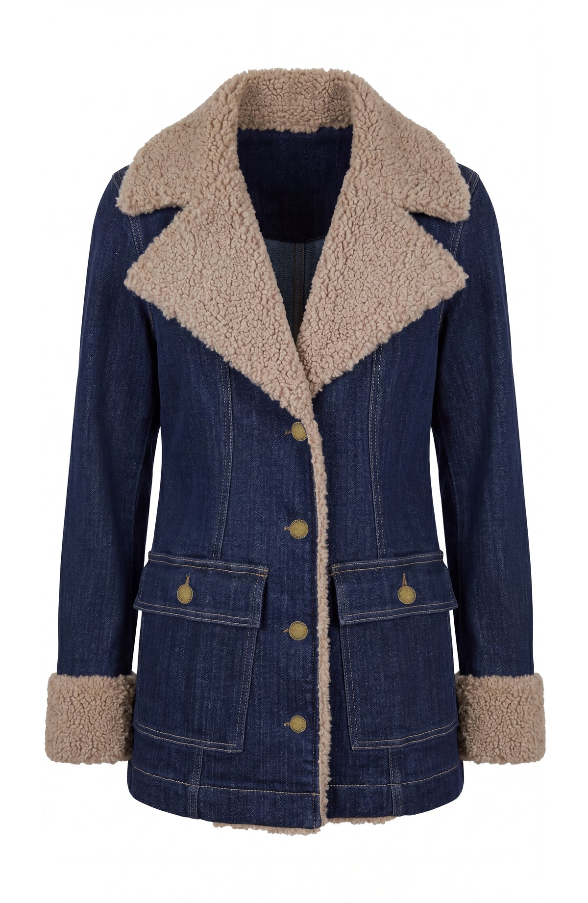 Sherpa Trimmed Notch Collar Jacket