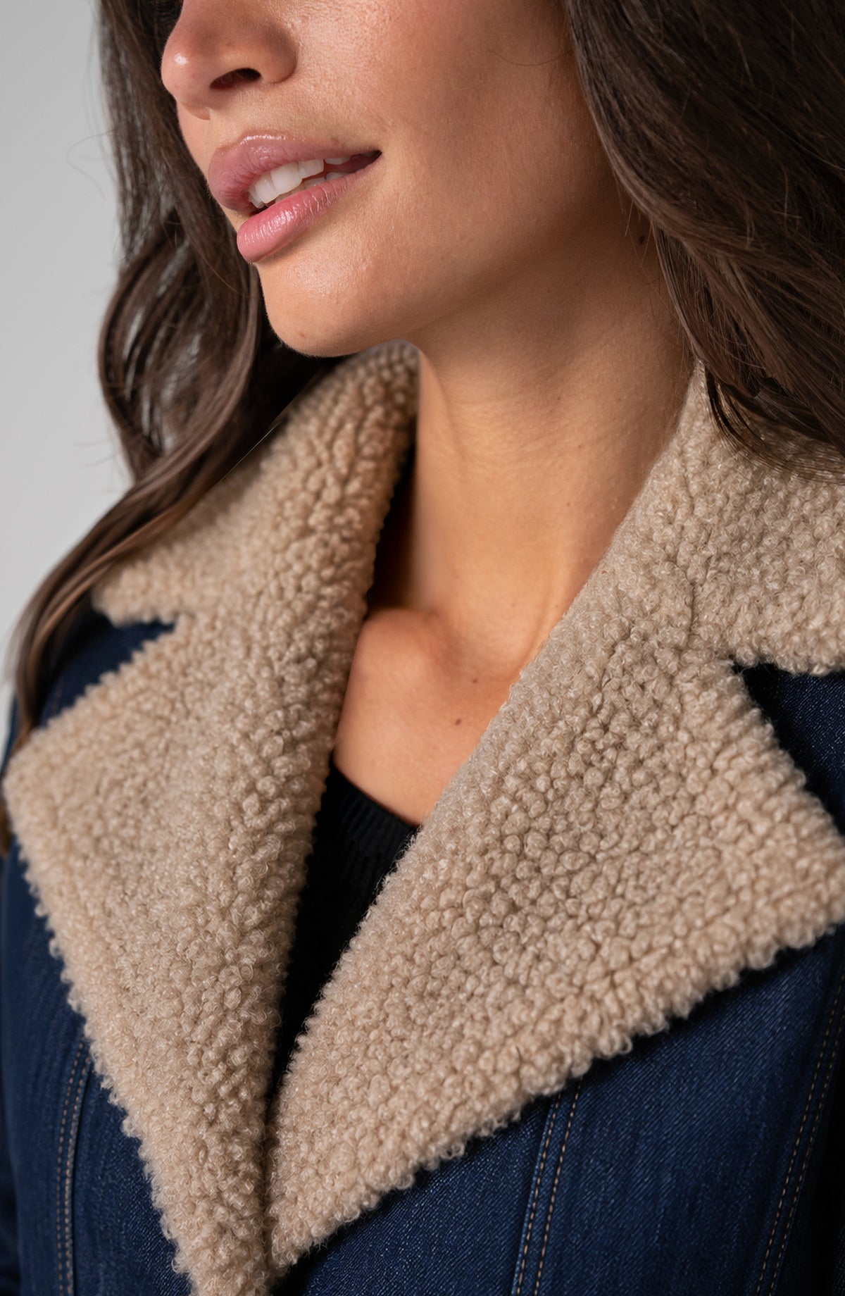 Sherpa Trimmed Notch Collar Jacket
