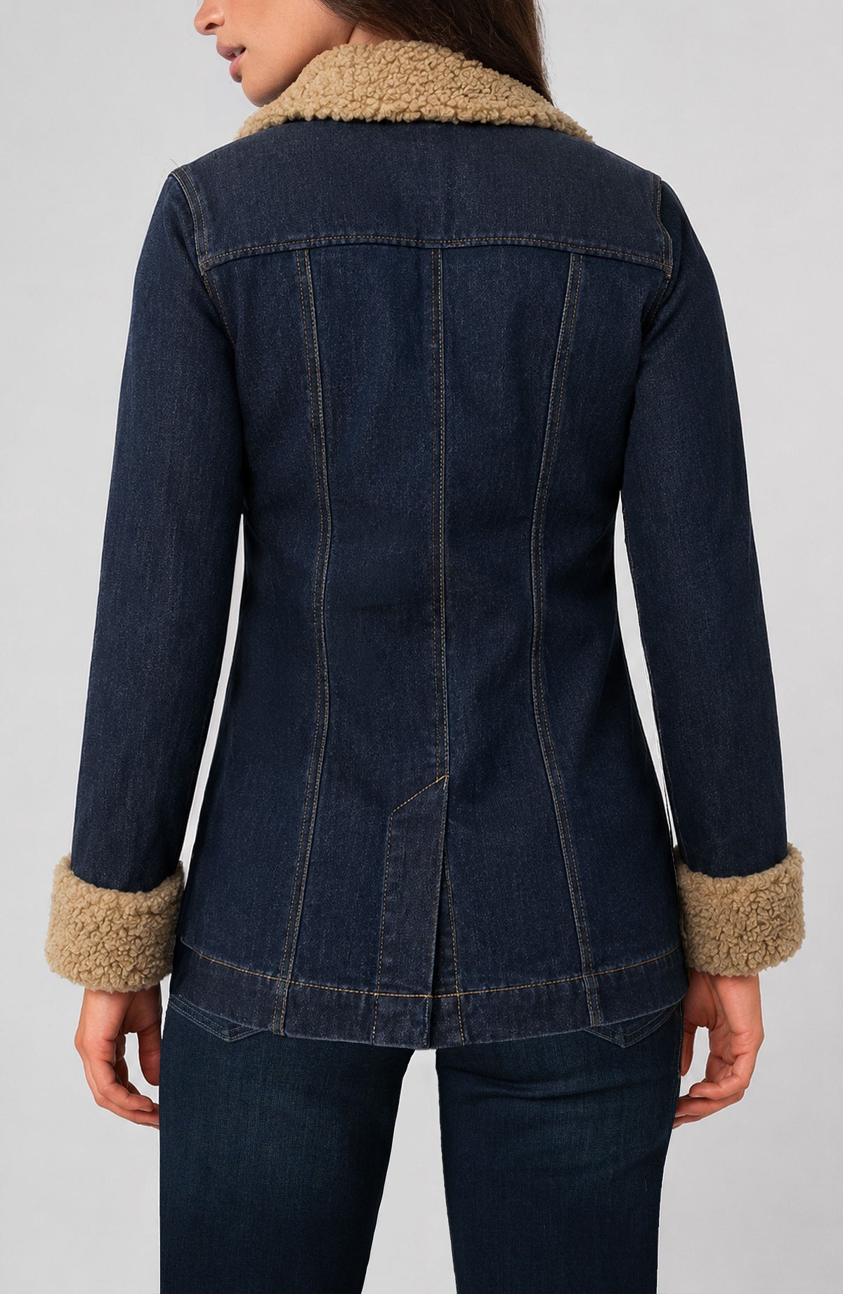Sherpa Trimmed Notch Collar Jacket